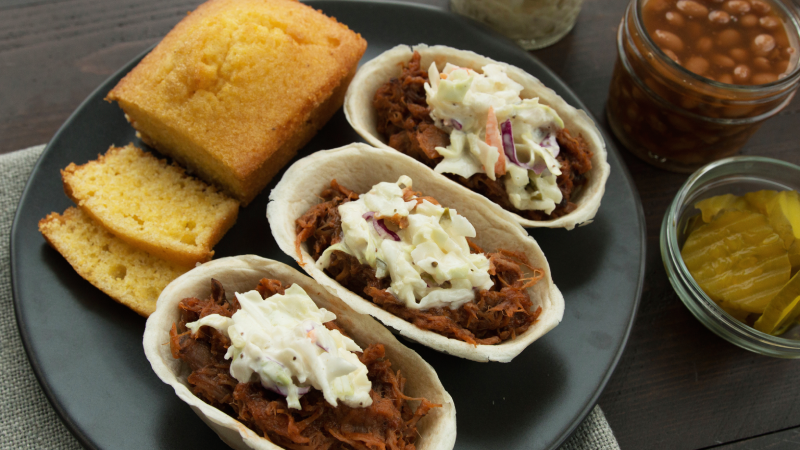 Mini bols-tacos au porc effiloché